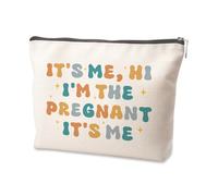 Tisubileiry Bolsa de maquillaje para mujeres embarazadas, regalos para embarazadas, con texto en inglés "It's Me, Hi I'm The Pregnant It's Me", bolsa de cosméticos para embarazadas, regalo para mamá,