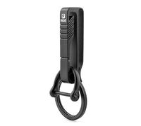 TISUR Llavero con clip para cinturón, mosquetón de titanio con llavero desmontable para cinturón de trabajo, llavero de coche, regalo para hombres y mujeres, BK1S + anillo D (negro)