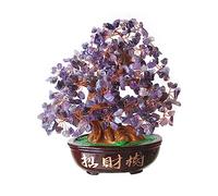 TITA-DONG Árbol de Dinero de Cristal Feng Shui Bonsai, árbol de Cristal para Energía Positiva, Buena Suerte Reiki Curación Equilibrio Amatista Piedra Preciosa árbol Roca árbol, Riqueza(púrpura)