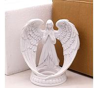 TITA-DONG Candelabro de ángel de Oración, Portavelas de Alas de ángel con Soporte, Estatua de Oración de ángel de ala Blanca Pura para Sala de Estar, Comedor, Decoración navidad (7x7.5cm)