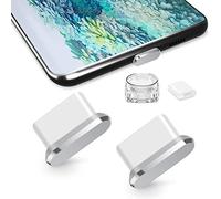 TITACUTE Tipo C Tapones Antipolvo, Paquete de 2, USB C Tapón Antipolvo Tapón de Puerto Galaxy S20 Tipo C Tapa Antipolvo con Caja de Transporte Compatible con OnePlus 7T Pro Huawei P30 Pro Plata