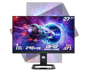 TITAN ARMY 27" Monitor Gaming 240Hz 2K, Fast IPS, QHD 2560 x 1440p Vertical Monitor, 1ms, HDR 400 135% sRGB, FreeSync y G-Sync Monitor de Computer, Cuidado de Los Ojos, VESA, DP, HDMI, P2710S