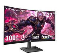TITAN ARMY 27 Pulgadas FHD Curvo Monitor Gaming, 300Hz 280hz 240hz, 1ms MPRT Full HD 1500R Fast VA, FreeSync Premium (1920x1080), HDR10, VESA 100x100, HDMI 2.0 & DisplayPort 1.4, C27A1H