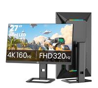 TITAN ARMY Mini LED Monitor 27 Pulgadas, 4K 160Hz& FHD 320Hz, HDR1000 153% sRGB DeltaE<2 10Bit, HDMI2.1 DP 1.4 Type-C Speaker, P275MV Plus