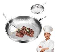 Titan Bratpfanne Mit Deckel, 2025 Verbesserte Titanium Pfanne Unbeschichtet,Titanium Hammered Pan Pro mit Deckel,Antihaftbeschichtete Bratpfannen,Multifunctional Pots and Pans Set,titan kochgeschirr28