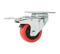Titan Casters by Waxman - Rueda giratoria de poliuretano de 3 pulgadas, color rojo y cromado