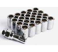 TITAN NUTS - Juego de 20 tuercas afinadoras de rueda de aleación con llave afinadora compatibles con Ford, Mazda, Honda, Kia y Suzuki, tuercas delgadas M12 x 1.5, cónicas, plateadas/cromadas, tuercas