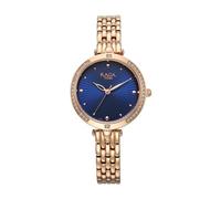 Titan Raga Showstopper NT95266WM01 - Reloj analógico de cuarzo con esfera azul medianoche y correa de metal de oro rosa para mujer
