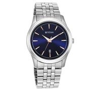 TITAN Reloj analógico de Cuarzo para Hombre con Correa de Acero Inoxidable 1823SM02, Azul, Pulsera