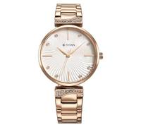 Titan Reloj analógico para mujer, esfera multicolor, chapado en oro rosa, Chapado en oro rosa