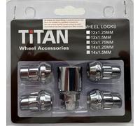 TITAN - Tuercas de bloqueo de rueda de aleación para Ford, Honda, Mazda, Mitsubishi, Toyota, M12 x 1.5, cónicas, plateadas/cromadas