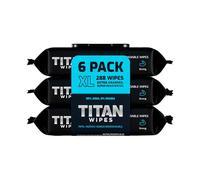 TITAN WIPES Papel Higiénico Húmedo Biodegradable EXTRA Grande y Resistente - 6pack 288 Toallitas Humedas XL 18×18 cm, 99% Agua, Aloe & Vitamina E, 0% Alcohol, Resistentes y Desechables por el WC
