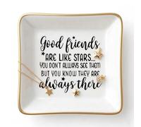 Titanape Regalos de cumpleaños para amigas, plato de baratijas - "Good Friends Are Like Stars You Don't Always See Them But You Know They Are Always There" Regalos de amistad para mujeres amigas