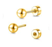 TitanHeart Aretes hipoalergénicos de titanio con parte trasera plana de 3 mm a 5 mm, aretes de tuerca clásicos simples para mujeres y hombres, orejas sensibles, 3 mm, Titanio, Sin piedra preciosa