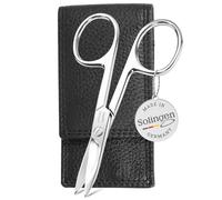 TITANIA Tijeras de uñas Solingen con estuche de piel auténtica (3 compartimentos) - cuchillas curvas, lijadas a mano, para uñas de manos y pies, manicura y pedicura precisas, fabricadas en Alemania