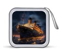 Titanic Cruise Ship Voyage - Estuche portátil para CD con capacidad para 40 DVD, organizador de almacenamiento para viajes en coche, Estilo:, Talla única
