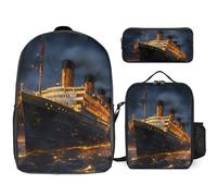 Titanic Cruise Ship Voyage - Juego de 3 mochilas para laptop de 17 pulgadas, mochila ligera con lonchera y estuche para lápices para viajes y trabajo