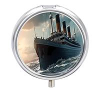 Titanic - Pastillero de velero, 3 compartimentos, pequeño, portátil, organizador de pastillas para bolso de bolsillo