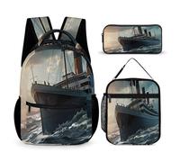 Titanic Sailing Ship - Juego de 3 mochilas para laptop con bolsa de almuerzo y estuche para lápices