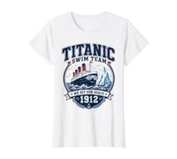 Titanic Swim Team 1912 Parodia del Campeón de Buceo Profundo Camiseta gráfica económica, Mujer, Blanco, S