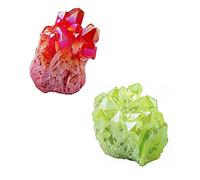 Titanio natural Recubierto Cuarzo Cristal Cristal Drusy Geode Flame Aura Gem Stone Decor (1"-2.5")-Fluorescente rojo
