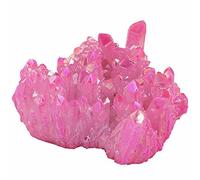 Titanio natural Recubierto Cuarzo Cristal Cristal Drusy Geode Flame Aura Gem Stone Decor (1"-2.5")-Fucsia