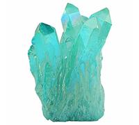 Titanio natural Recubierto Cuarzo Cristal Cristal Drusy Geode Flame Aura Gem Stone Decor (1"-2.5")-Verde turquesa
