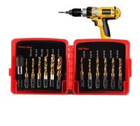 Titanium Alloy Drill Tap Bit Set - 13-Piece Metric Combination Kit | Deburring, Threading, Home Repair Tools, Steel Construction, Power Tool Accessory
