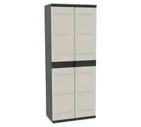Titanium Armario multiusos de plástico (L x An x Al: 44 x 70 x 176 cm, Número de puertas: 2 ud., Gris/Negro)