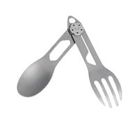 Titanium Camping Utensils - Titanium Alloy 16,7 x 2,6 cm | 2 en 1 Foldable Spoon Fork Set | Portable Flatware for Traveling, Survival, Hiking, Backpacking, Picnic, And Outdoor Activities