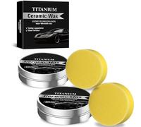 Titanium Ceramic Wax - Cera para el cuidado del coche con cera de carnauba, acabado brillante, protección duradera, incluye esponja de aplicación (2 unidades)