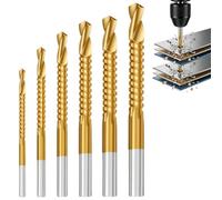 Titanium-Coated High-Speed Steel 6-Piece Metalworking Tool Set, 3mm-8mm Multifunctional Twist Drills with Serrated Edges, for Soft Metal, Wood, Plastic Hole Grooving (6Pcs)