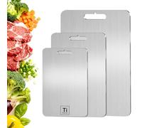 Titanium Cutting Board,100% Pure Titanium Cutting Boards for Kitchen,separate raw and cooked food areas,Double-side Available Cutting Board for Vegetables,Meat,Fruits (M: 34 * 23cm)