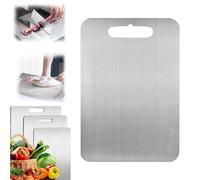 Titanium Cutting Board for Kitchen, Tita Chef Cutting Board, Double Sided Stainless Steel Cutting Boards Easy to Clean for Cutting Meat Vegetable Fruit (39 * 28cm)