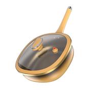 Titanium Frying Pan - 13 Inch Titanium Wo- Pan With Lid | Non Stick Deep Skillet Pot With Lid | For Home Cooking Eggs Pancake Baking Electric Camping | Kitchen Accessory Hammered Insulated Handle 30