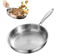 Titanium Frying Pan, 304 Steel Frying Pan with Titanium, Hammered Steel Frying Pans, Without Non-Stick Coating for Induction (Without Lid, 26CM)