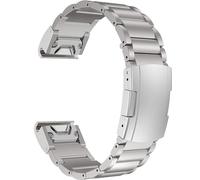 Titanium Garmin QuickFit 26mm Watch Band, 3-Link Bracelet, Silver