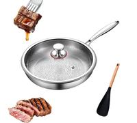 Titanium Hammered Frying Pan with Lid, 2026 Upgraded Titanium Pans for Cooking Non Stick Without Coating, Ultra-Durable & Scratch-Resistant, Compatible with All Cooktops (22cm/8.66in)