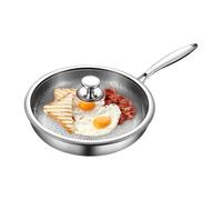 Titanium Hammered Pan - Nonstick Skillet | Cooking Frying Pan with Glass Lid, Even Heat Base for Gas Induction Stove, Kitchen Cookware Essential, Deep Saute Fryware for Camping Hotel Apartment