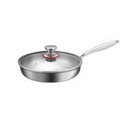 Titanium Hammered Pan - Nonstick Skillet | Cooking Frying Pan with Glass Lid, Even Heat Base for Gas Induction Stove, Kitchen Cookware Essential, Deep Saute Fryware for Camping Hotel Apartment