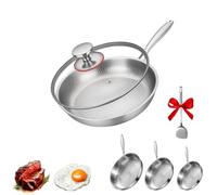 Titanium Hammered Pan Pro,Frying Pans with Lid，Non-stick Scratch Resistant Titanium Alloy Light Weight Set,Fast heating,safe and durable,no convex bottomSuitable for induction cooker, gas stove (M)