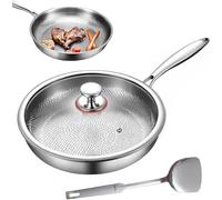 Titanium Hammered Pan Pro with Lid, Ultra-Durable Scratch-Resistant Non Stick Nutri Pans, Multifunctional Frying Pans for Cooking, Heats Quickly, Even Heating, with Spatula (11.81in/30cm)
