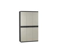 Titanium plastiken Armario Alta 3 Puertas con étageres y penderie- L105 xp44 X H176 cm-Beige y Noir-intérieur y Exterior