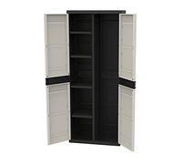 Titanium PLASTIKEN - Armario de 2 Puertas con estantes y Armario (70 x 44 x 176 cm), Color Beige y Negro