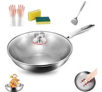 Titanium Pro - Sartén martillada con tapa, utensilios de cocina antiadherentes multifuncionales de 12 pulgadas para todas las estufas y horno, ultra resistente a los arañazos (compatible con inducción