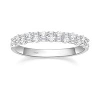 Titaniumcentral Eternity Anillo para mujer de plata 925, estrecho, redondo, baguette, circonitas, anillos de eternidad, anillos de compromiso, anillos de boda, anillos de memoire, Piedra, Zirconia