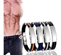 TitaniumDetox - Pulsera de silicona magnética doble de acero de titanio V4H9 unisex con imán de titanio