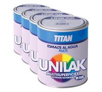 TITANLUX Unilak Esmalte Laca Universal Multisuperficies Mate Blanco 375 ml (Paquete de 4)