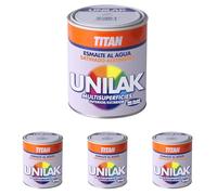 TITANLUX Unilak Esmalte Laca Universal Multisuperficies Satinado Blanco 375 ml (Paquete de 4)