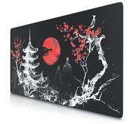 TITANWOLF Alfombrilla Gaming XXL para ratón 1200x600 Mouse Pad - Precisión y Velocidad, Parte Inferior de Goma para una sujeción Estable - Antideslizante, Resistente al Agua, Japan Ink Painting Black